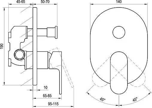 Смеситель для ванны скрытого монтажа Ravak Chrome чёрный матовый X070433