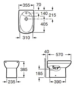Биде напольное Roca Dama Senso белый 357514000, 2
