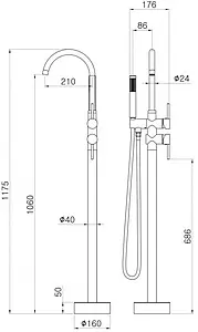 Смеситель для ванны напольный Swedbe Spira хром 4004 Смеситель для ванны напольный Swedbe Spira хром 4004, 2