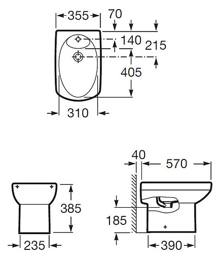 Биде напольное Roca Dama Senso белый 357514000
