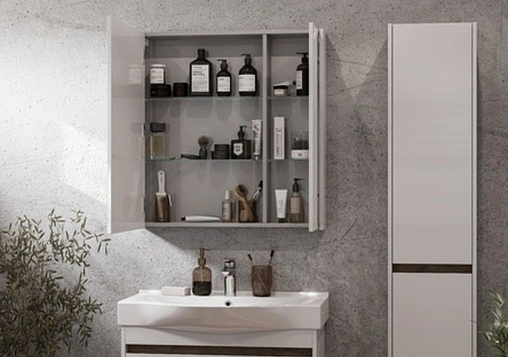 Шкаф-зеркало Aquaton Нортон 80 белый глянец 1A249202NT010