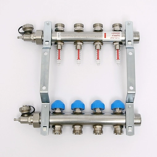 Группа коллекторная с расходомерами 4 отвода 1&quot;н/н x ¾&quot;ек Uni-fitt 455W4304