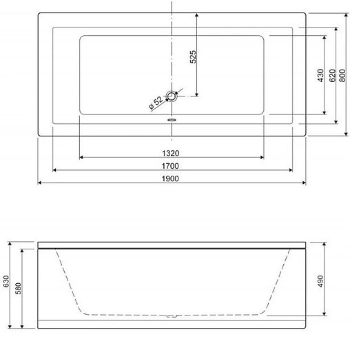 Ванна акриловая Cezares Plane 190x80