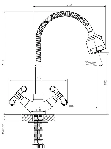 Смеситель для кухни Rossinka хром RS42-75 Смеситель для кухни Rossinka хром RS42-75