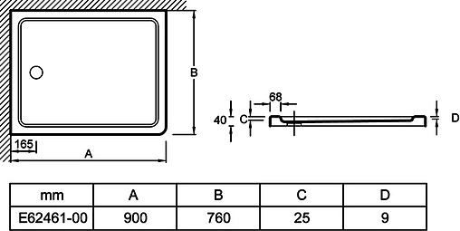 Поддон для душа Jacob Delafon Flight E62461-00 Поддон для душа Jacob Delafon Flight E62461-00