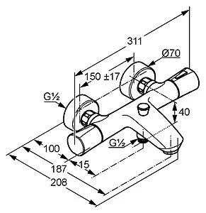 Термостат для ванны Kludi Zenta чёрный/хром 351018638 Термостат для ванны Kludi Zenta чёрный/хром 351018638, 2