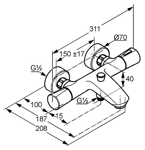 Термостат для ванны Kludi Zenta чёрный/хром 351018638 Термостат для ванны Kludi Zenta чёрный/хром 351018638