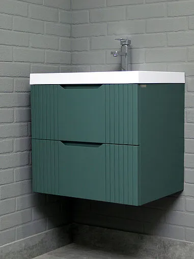 Тумба-умывальник подвесная Домино Garden 60 зеленый матовый DG2501T+4670142930044