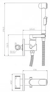 Гигиенический душ со смесителем Rossinka хром X25-57 Гигиенический душ со смесителем Rossinka хром X25-57, 2