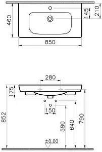 Раковина VitrA S20 85 белый 5523B003-0001 Раковина VitrA S20 85 белый 5523B003-0001, 2