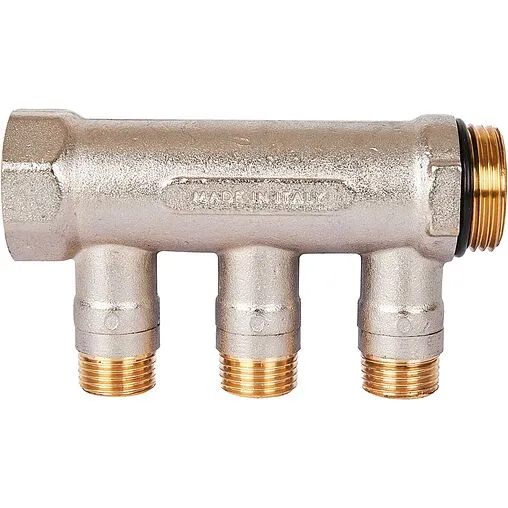 Коллектор запорный проходной 3 отвода синий 1&quot;в/н x ½&quot;н Stout SMB 6211 011203