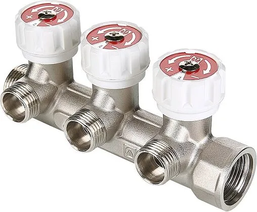 Коллектор регулирующий проходной 3 отвода ¾&quot;в/н x ½&quot;к Valtec VTc.570.N.0503