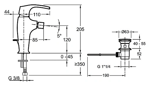 Смеситель для биде Jacob Delafon Symbol хром E73680-CP Смеситель для биде Jacob Delafon Symbol хром E73680-CP