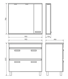 Тумба-умывальник напольная Comforty Манчестер 90 белый/венге 00004152037CF Тумба-умывальник напольная Comforty Манчестер 90 белый/венге 00004152037CF, 2