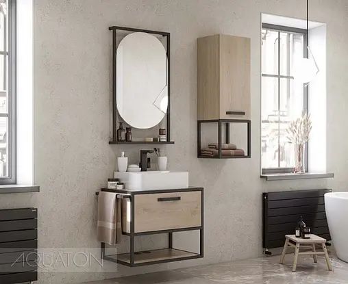 Тумба под умывальник подвесная Aquaton Лофт Фабрик 65 дуб эндгрейн 1A242301LTDU0