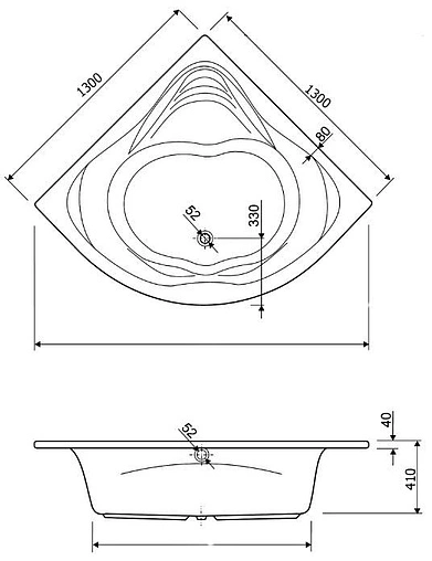 Ванна акриловая Cezares Cetina 150x150