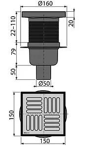 Трап вертикальный Set AlcaPlast 150x150мм APV6411 Трап вертикальный Set AlcaPlast 150x150мм APV6411, 2