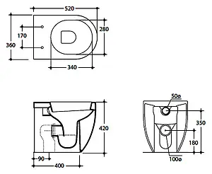 Унитаз приставной Kerasan Flo белый 311601 Унитаз приставной Kerasan Flo белый 311601, 2