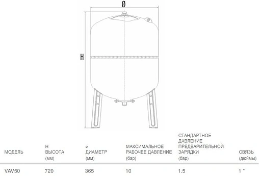 Гидроаккумулятор Aquasystem VAV 50л 10 бар 1301126 Гидроаккумулятор Aquasystem VAV 50л 10 бар 1301126