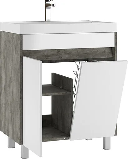 Тумба-умывальник напольная Домино Karlo 70 белый/бетон DK5310T+4627173210171