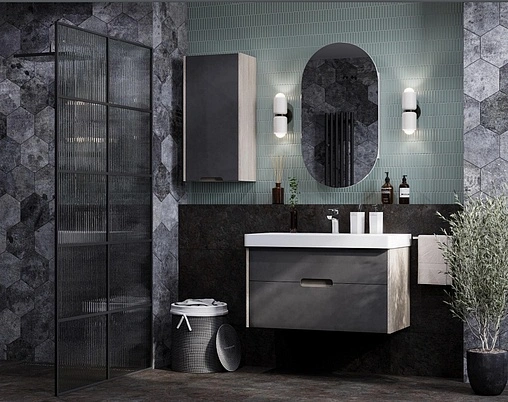 Тумба под умывальник подвесная Aquaton Оливия 70 грей/дуб ойстер 1A254301OLUG0