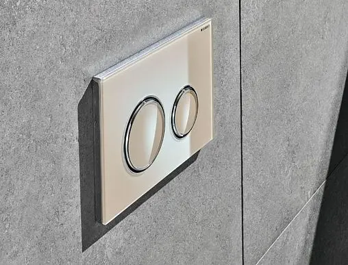 Клавиша смыва для унитаза Geberit Sigma 21 115.884.TG.1 кнопки/песочный, кольца/хром глянцевый