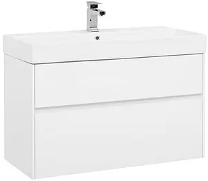Тумба-умывальник Aquanet Бруклин 100 белый 00203961+00199206 Тумба-умывальник Aquanet Бруклин 100 белый 00203961+00199206, 1