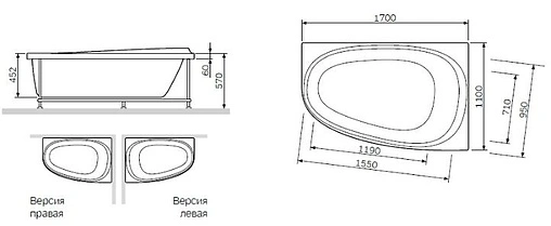 Каркас для ванны Am.Pm Like 170x110 L W80A-170L110W-R