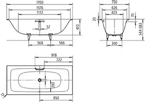 Ванна стальная Kaldewei Silenio 170x75 mod. 674 anti-slip (полный) белый 267434010001 Ванна стальная Kaldewei Silenio 170x75 mod. 674 anti-slip (полный) белый 267434010001, 2
