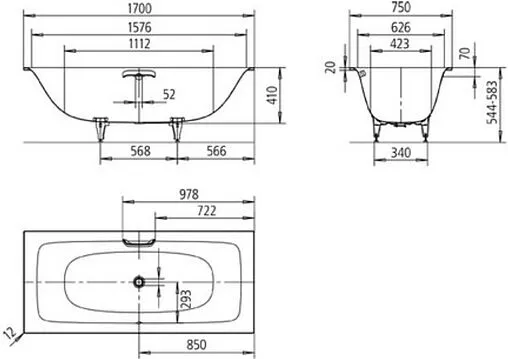 Ванна стальная Kaldewei Silenio 170x75 mod. 674 easy-clean белый 267400013001