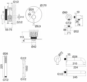 Смеситель для ванны скрытого монтажа WHITECROSS Y gold золото YSET06GL Смеситель для ванны скрытого монтажа WHITECROSS Y gold золото YSET06GL, 2