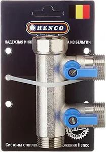 Коллектор запорный проходной 2 отвода синий ¾"в/н x ¾"ек Henco VB050502-BLAUW Коллектор запорный проходной 2 отвода синий ¾"в/н x ¾"ек Henco VB050502-BLAUW, 5