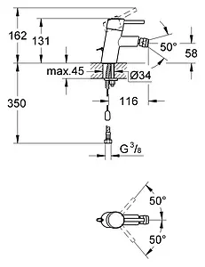 Смеситель для биде Grohe Concetto хром 32209001 Смеситель для биде Grohe Concetto хром 32209001, 2