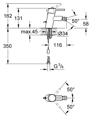 Смеситель для биде Grohe Concetto хром 32209001