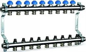Группа коллекторная без расходомеров 9 отводов 1"н/н x ¾"ек Watts HKV 2010-VA 10012362 Группа коллекторная без расходомеров 9 отводов 1"н/н x ¾"ек Watts HKV 2010-VA 10012362, 1
