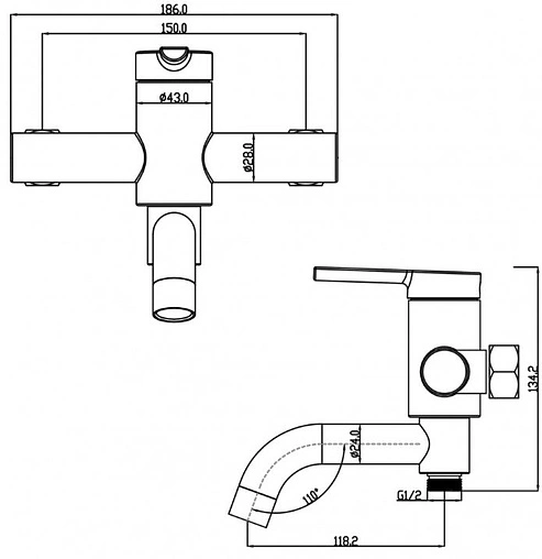 Смеситель для ванны Swedbe Diana чёрный матовый 1030В