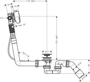 Слив-перелив для ванны с функцией налива Hansgrohe Exafill S хром 58113000 Слив-перелив для ванны с функцией налива Hansgrohe Exafill S хром 58113000, 4