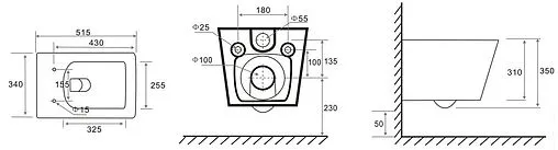 Комплект 6 в 1 TECEspring Base S K401104WCS с кнопкой TECEspring R 9940104 черный матовый