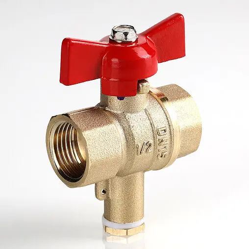 Кран шаровый для подключения датчика температуры ½&quot;в x ½&quot;в Valtec VT.128.GN.04