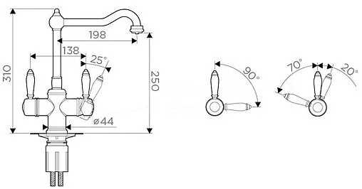 Смеситель для кухни с подключением к фильтру Omoikiri Tottori-SI античное серебро 4994046