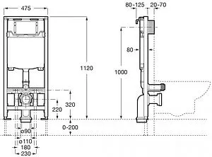 Комплект 4 в 1 Roca Dama Senso Rimless Set 1.2, 2