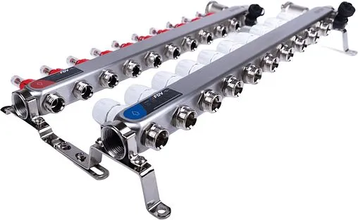 Группа коллекторная с расходомерами 10 отводов 1&quot;в/в x ¾&quot;ек FDV S1103C-2/10