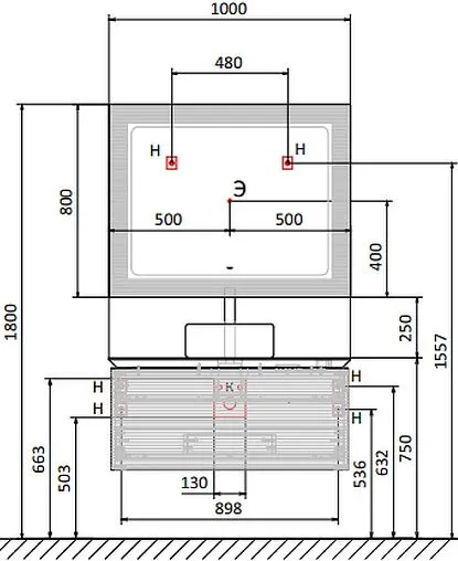 Зеркало с подсветкой Jorno Karat 100 белый Kar.02.100/P/W