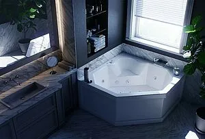 Ванна акриловая Aquatek Лира 150x150 с фронтальной панелью с каркасом (вклеенный) LIR150-0000032, 4