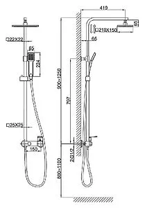 Душевая система со смесителем для душа D&K Rhein.Speyer хром DA1313701A04 Душевая система со смесителем для душа D&K Rhein.Speyer хром DA1313701A04, 2