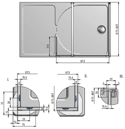 Душевое ограждение 1500x900мм прозрачное стекло Roltechnik Walk WALK D/1500 937-1500000-00-02