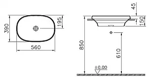 Раковина VitrA Frame 56 белый 5652B403-0016 Раковина VitrA Frame 56 белый 5652B403-0016, 2