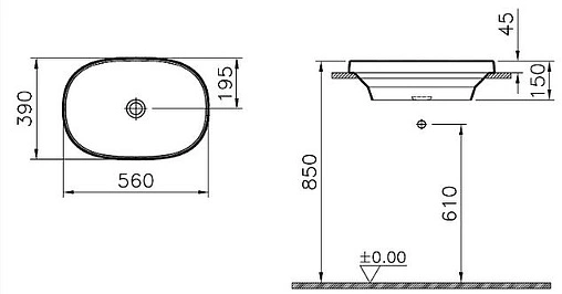 Раковина VitrA Frame 56 белый 5652B403-0016
