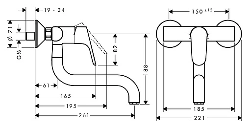 Смеситель для кухни настенный Hansgrohe Focus M41 1jet хром 31825000