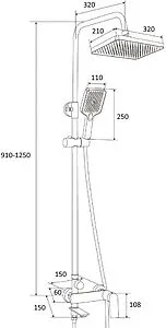 Душевая система со смесителем для ванны Osgard Fendi Black чёрный матовый 68050 Душевая система со смесителем для ванны Osgard Fendi Black чёрный матовый 68050, 2